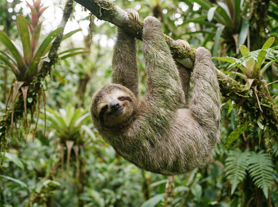 黑丝树懒视频演示 三趾树懒热带雨林生活写真
